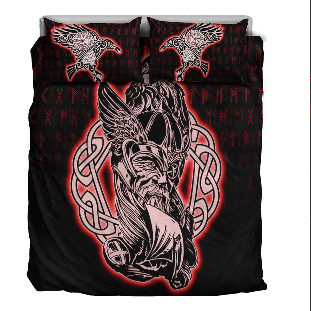 Viking Bedding Set Odin Raven Viking Set Red