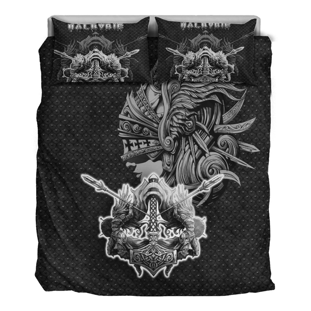 Viking Bedding Set Valkyrie Metal Background