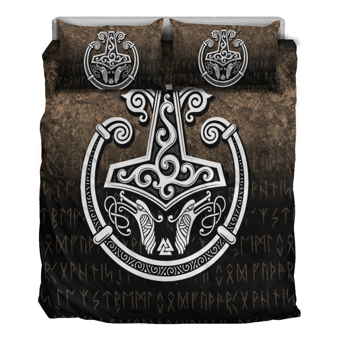 Viking Bedding Set Thors Hammer Mjolnir Viking Torc Norse Pagan