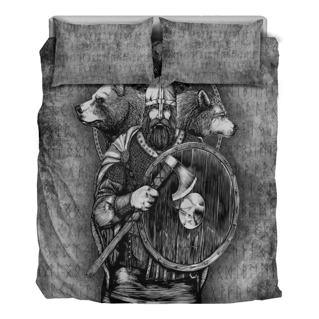 Viking Bedding Set Viking Odin Bear Raven Wolf