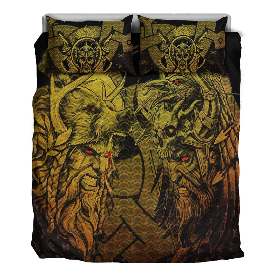 Viking Bedding Set Norse Warrior Berserker Gold