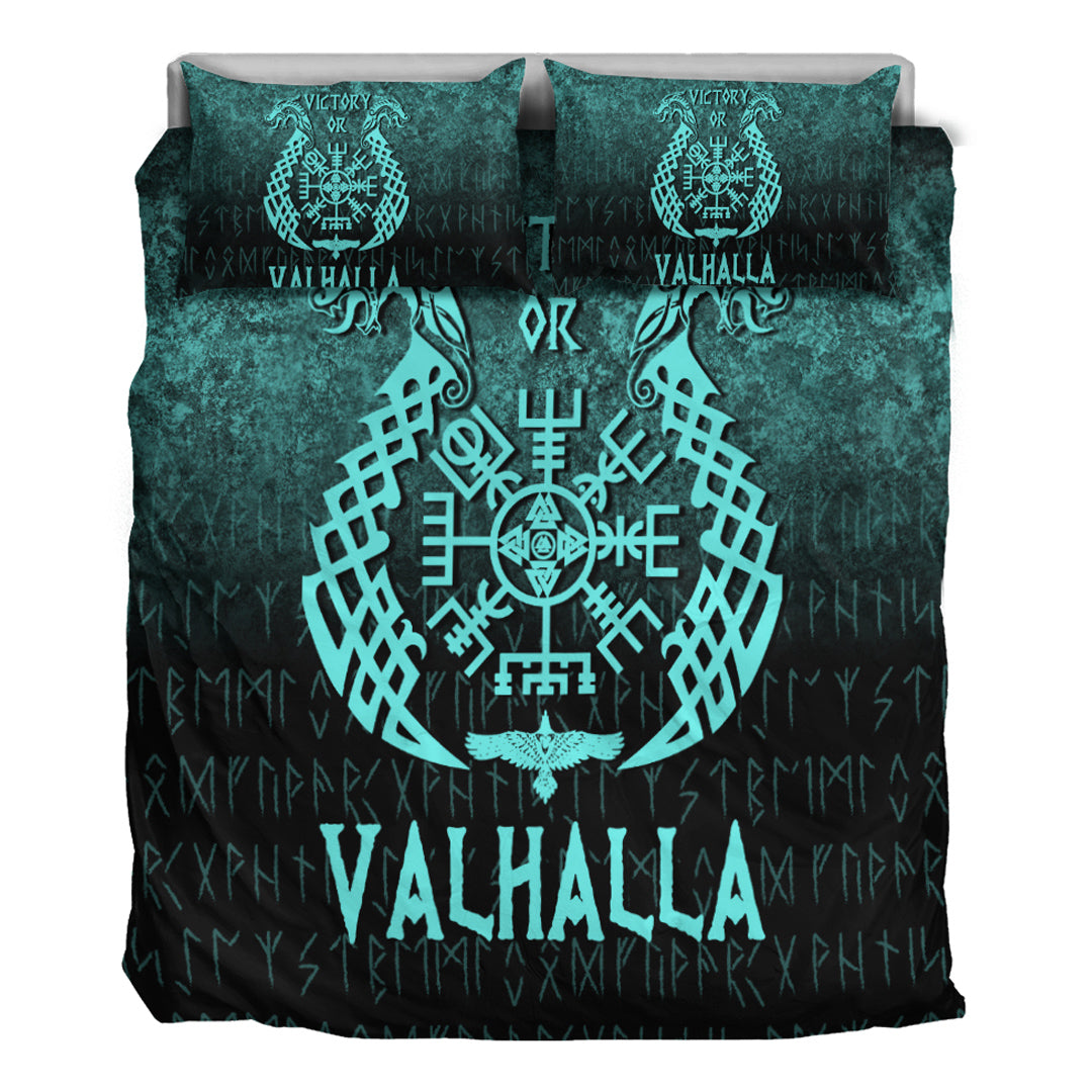 Viking Bedding Set Victory or Valhalla Cyan Version