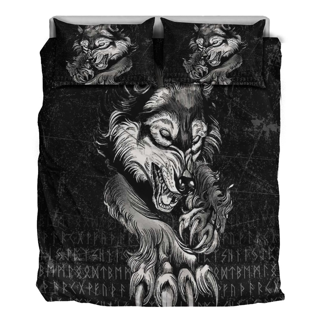 Viking Bedding Set Fenrir Wolf Lead