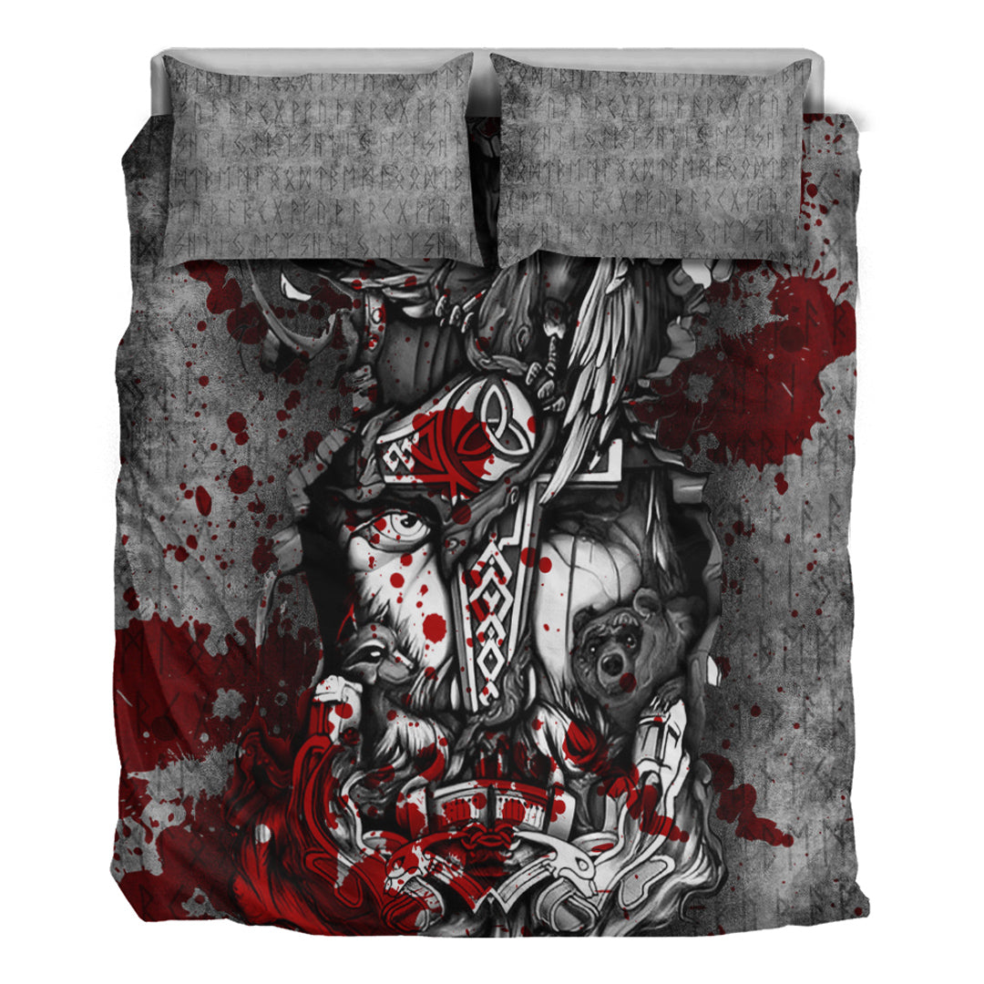 Viking Bedding Set Viking Odin Wolf Bear Raven Blood