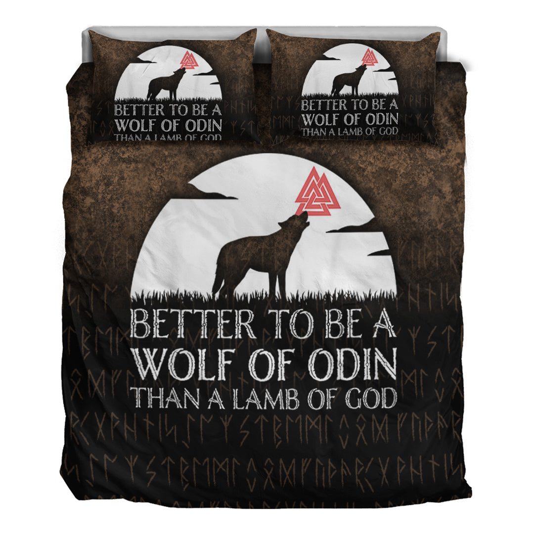 Viking Bedding Set Better To Be A Wolf Of Odin Than A Lamb Of God Ver02