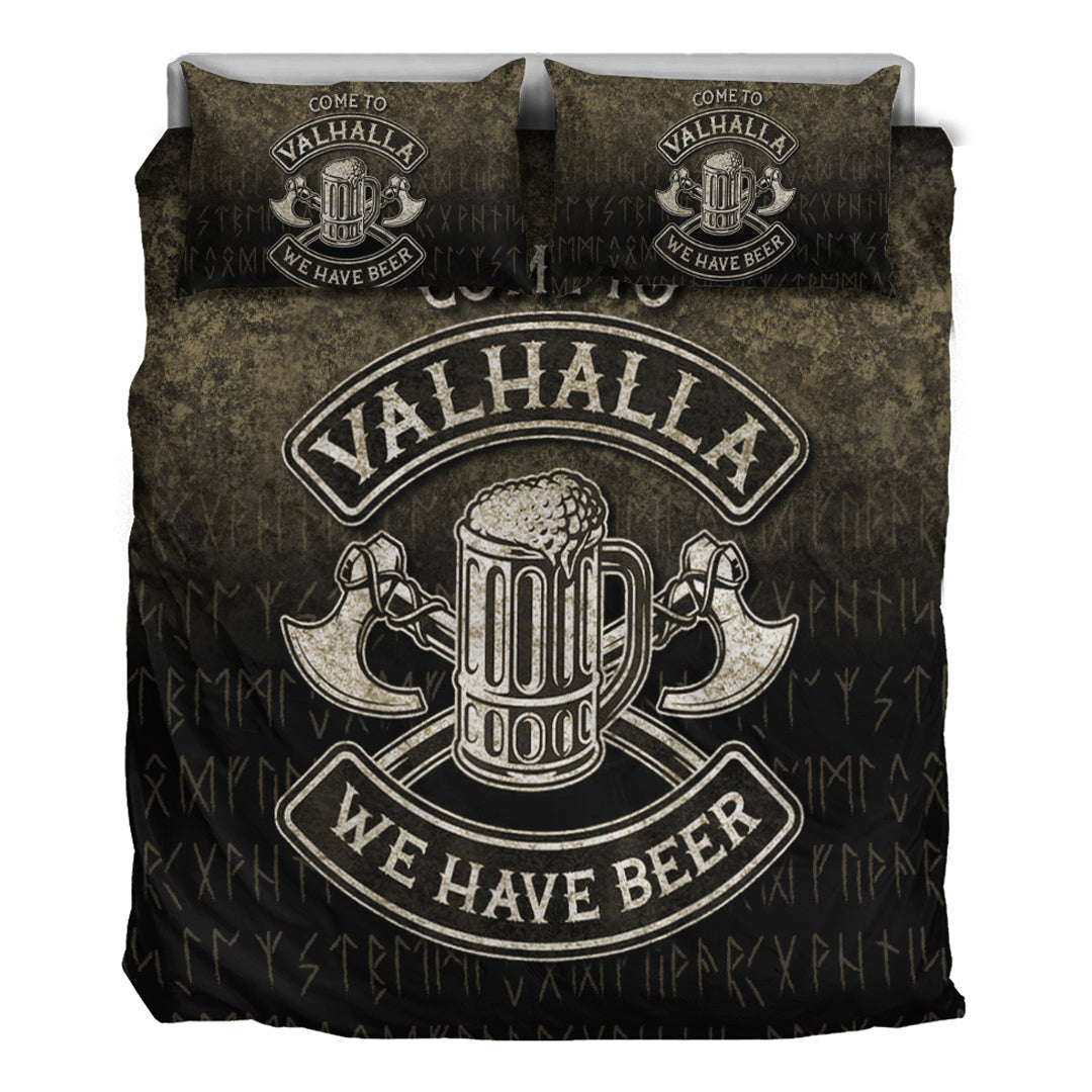 Viking Bedding Set Come To Valhalla We Have Beer Funny Nordic Style