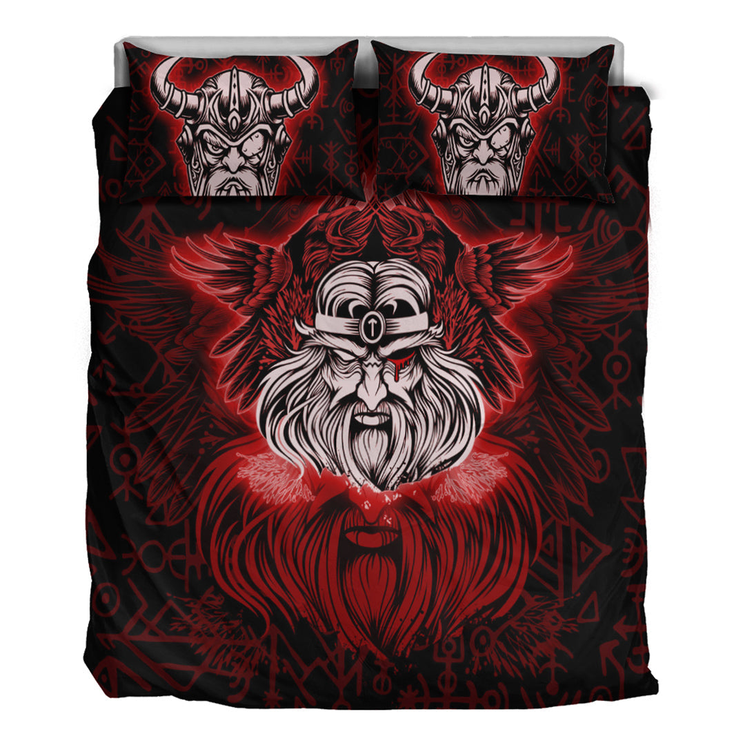 Viking Bedding Set Viking Odin Red