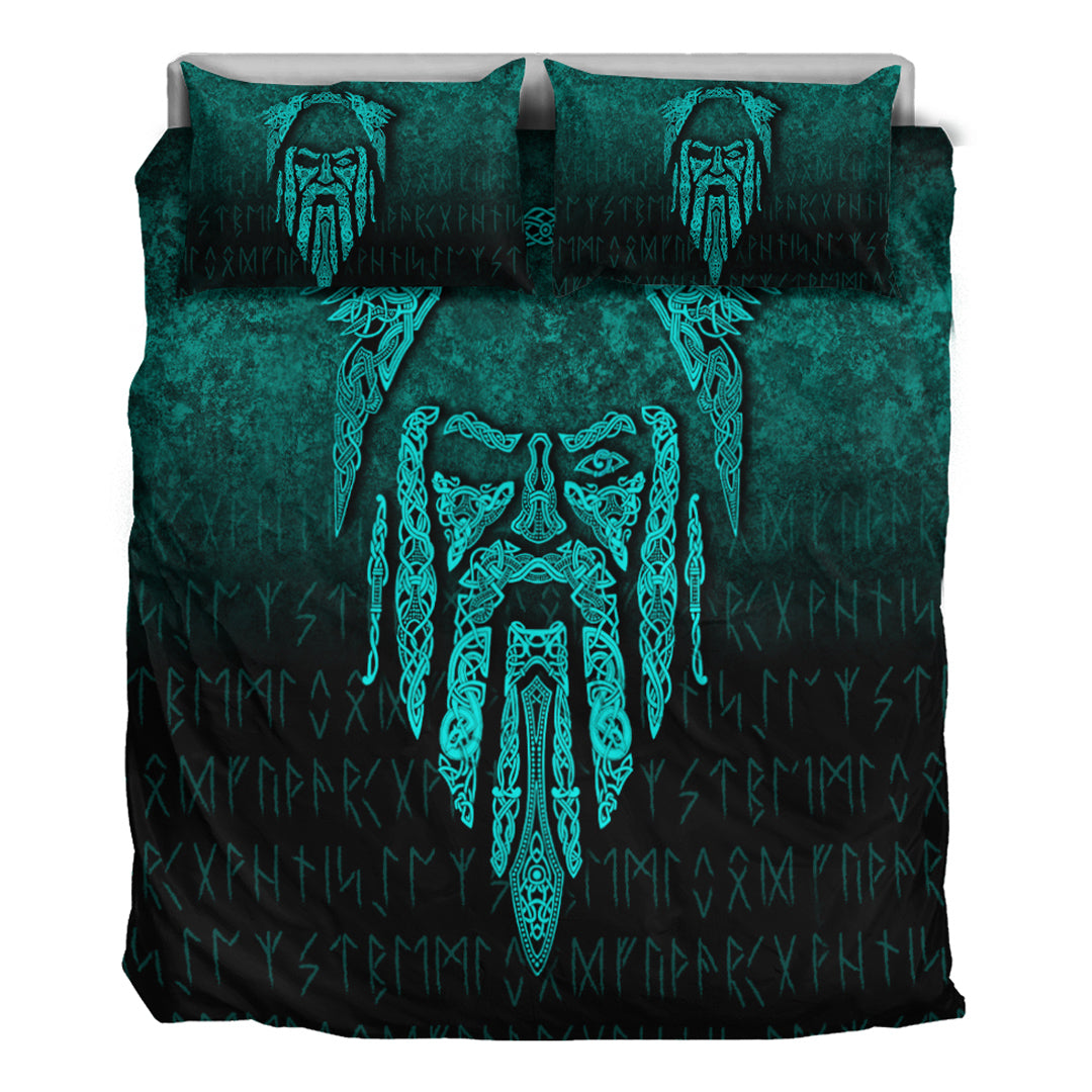 Viking Bedding Set Eye of Odin Cyan Version