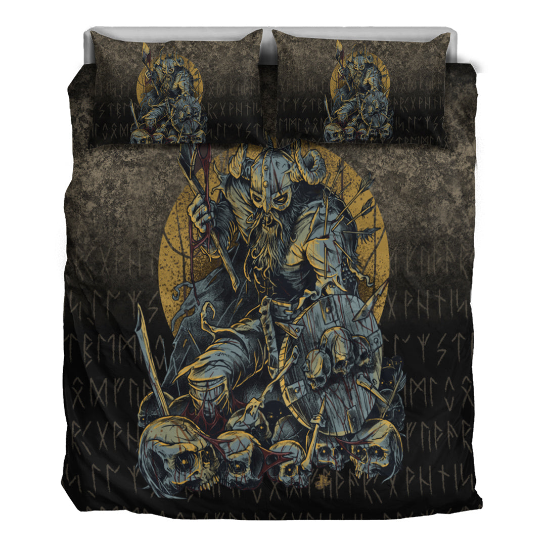 Viking Bedding Set Viking Warrior with Skulls