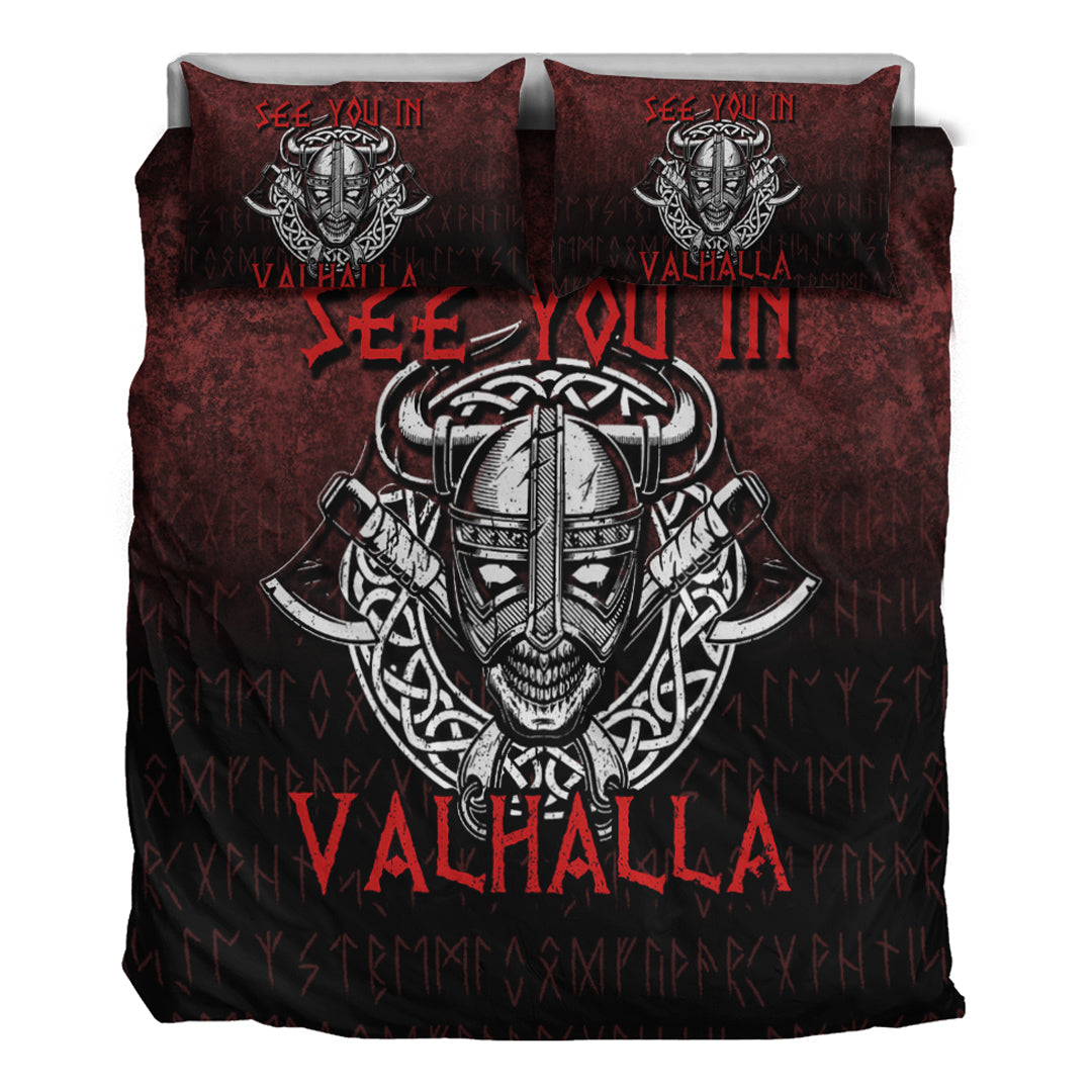 Viking Bedding Set Viking Axe Norse Warrior See You In Valhalla