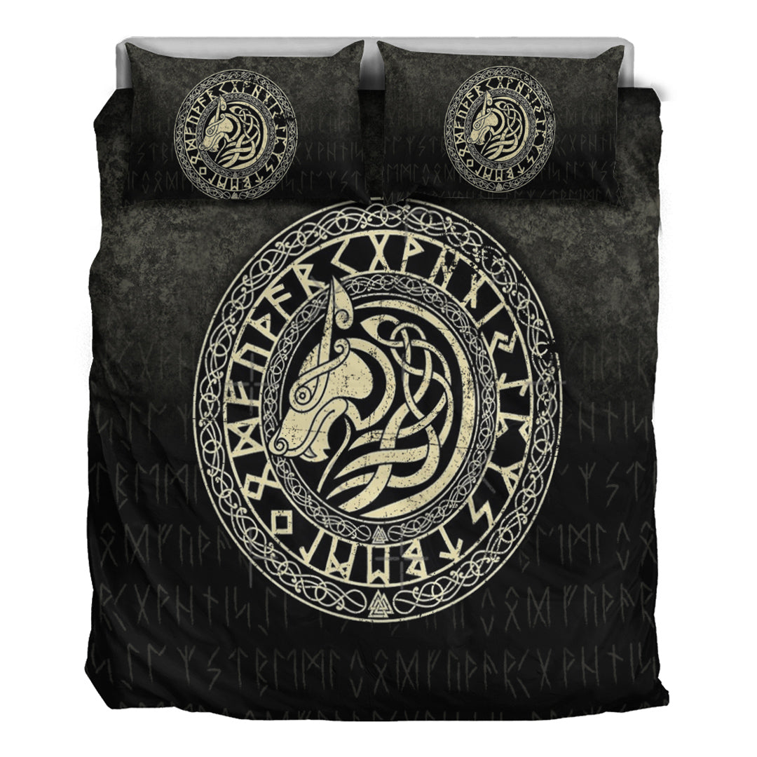 Viking Bedding Set Viking Wolf Gold Version