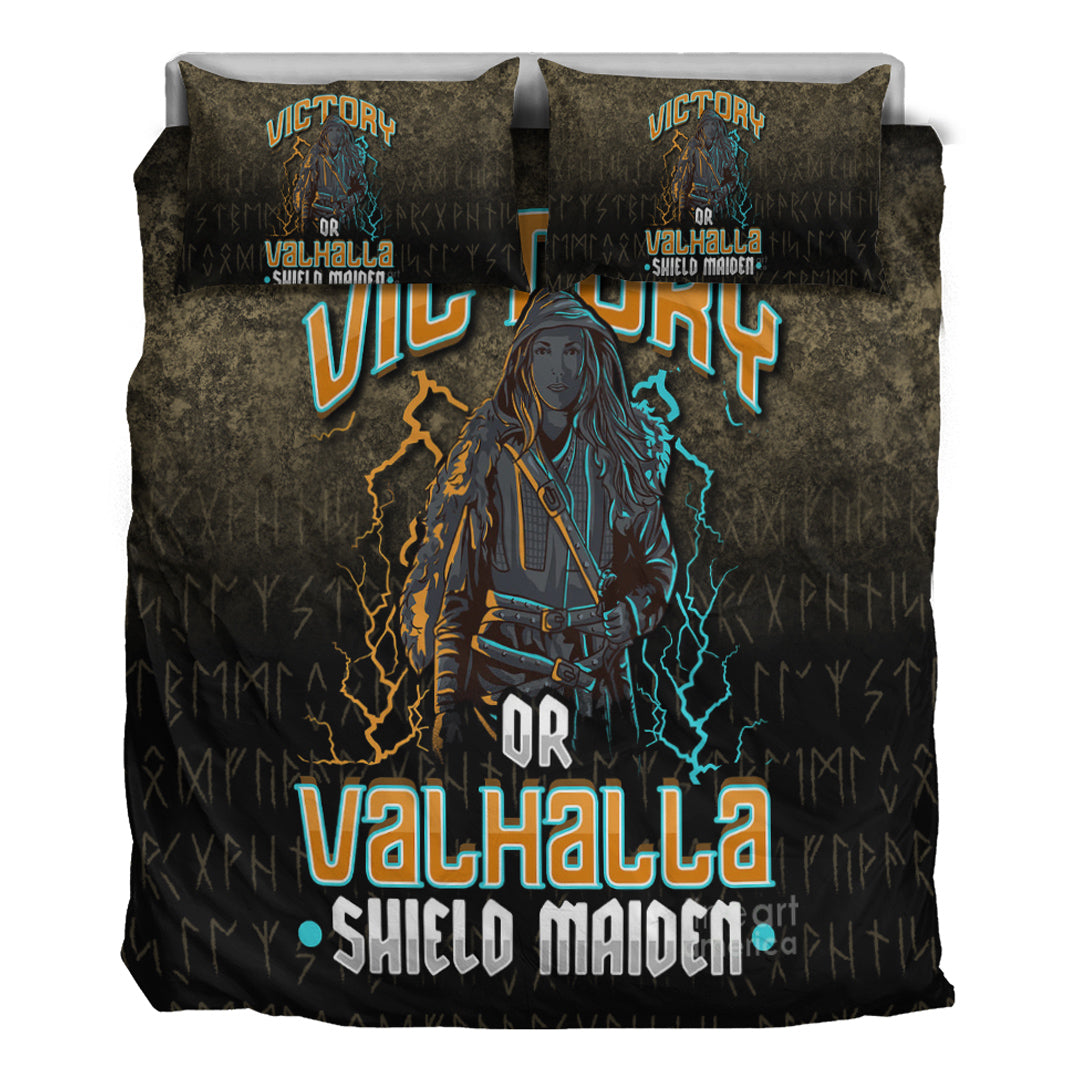 Viking Bedding Set Victory Or Valhalla Shield Maiden Female Style