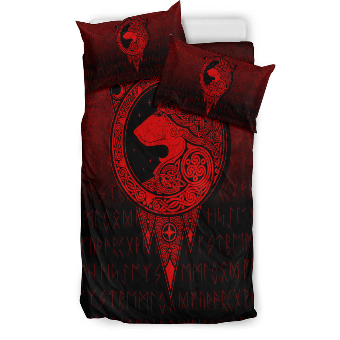 Viking Bedding Set Viking Norse Wolf Red Version