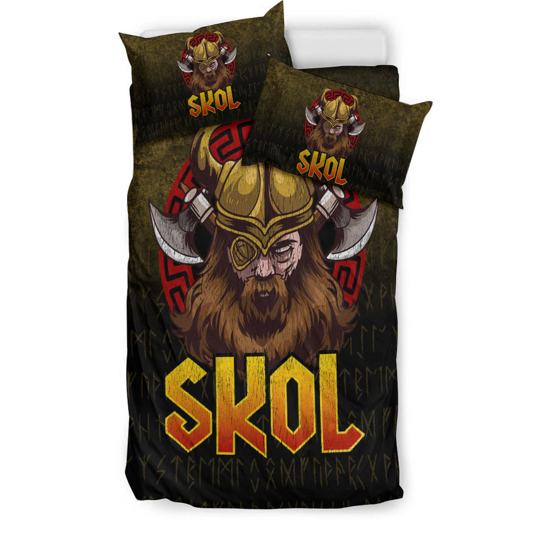 Viking Bedding Set Skol Viking Beer Norse Mythology Warrior Drinking