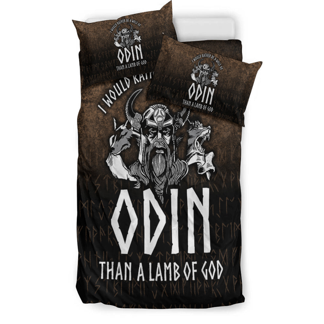 Viking Bedding Set I Would Rather Be A Wolf Of Odin Than A Lamb Of God