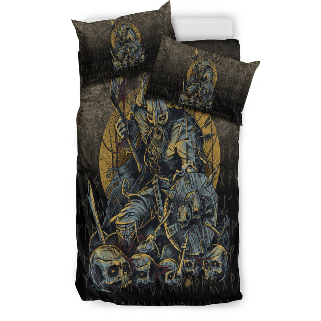 Viking Bedding Set Viking Warrior with Skulls