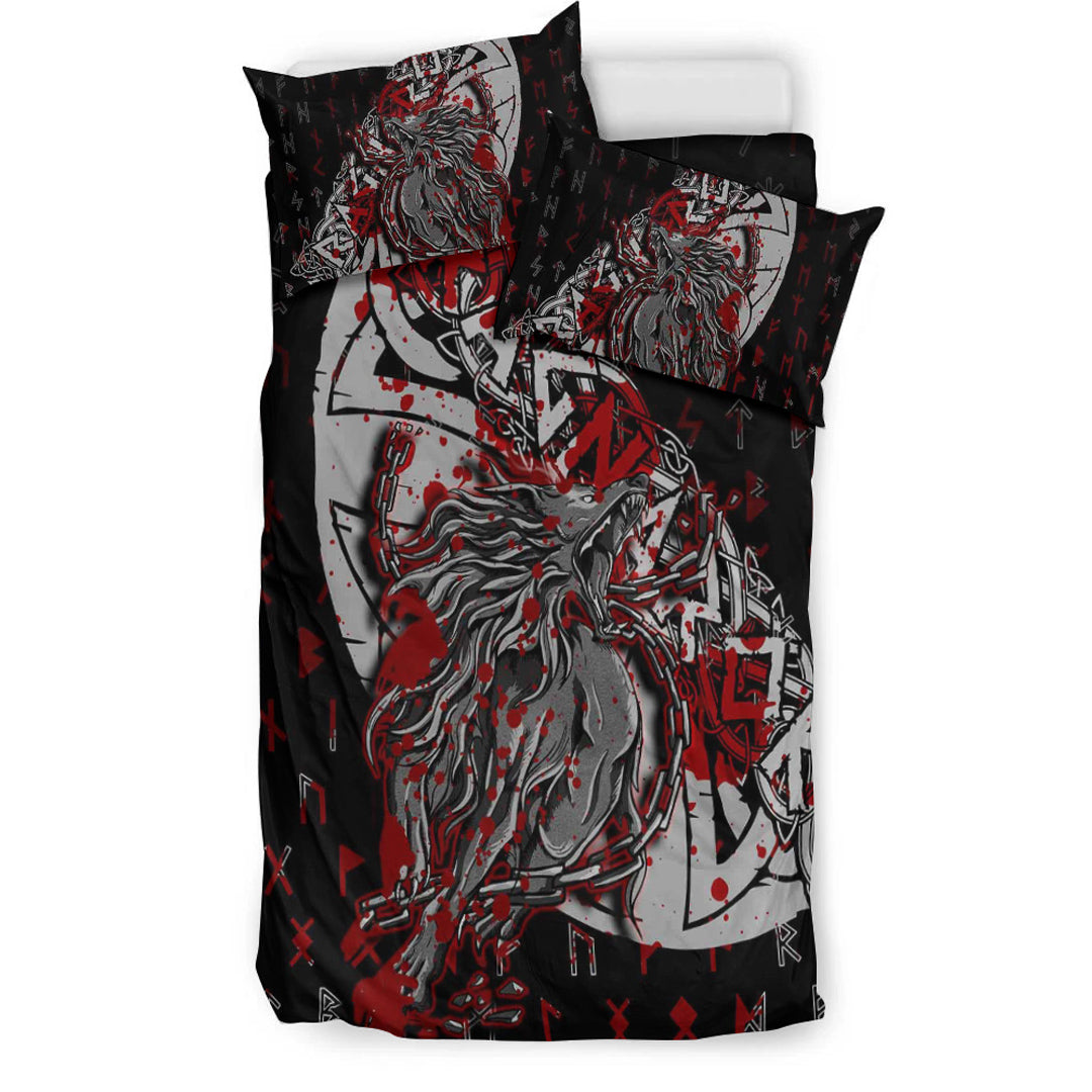 Viking Bedding Set Fenrir Ragnarok Blood