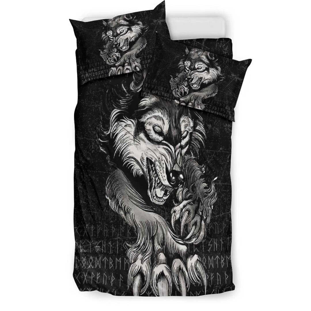 Viking Bedding Set Fenrir Wolf Lead