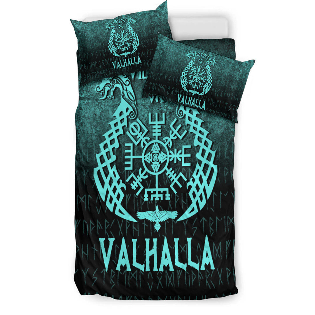 Viking Bedding Set Victory or Valhalla Cyan Version