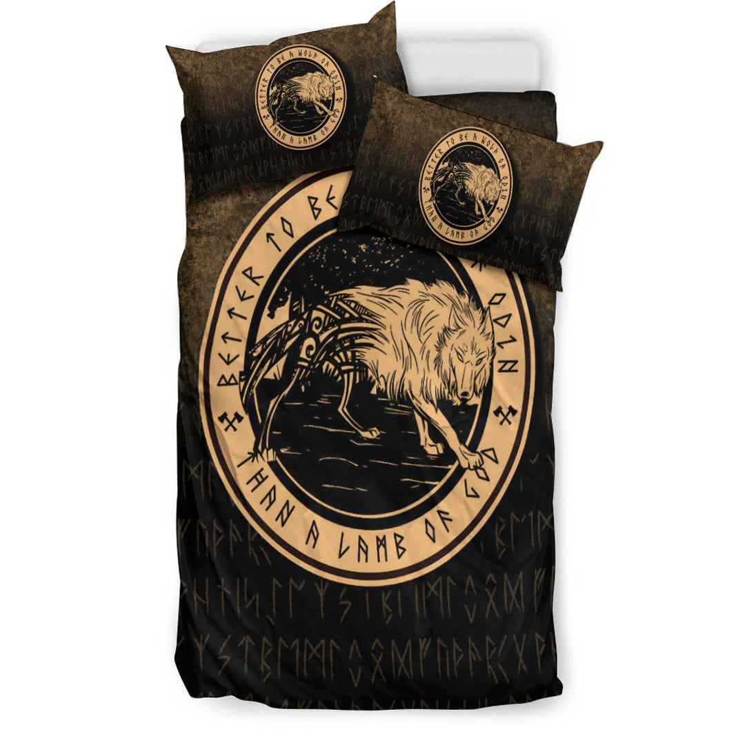 Viking Bedding Set Wolf Of Odin Gold Version