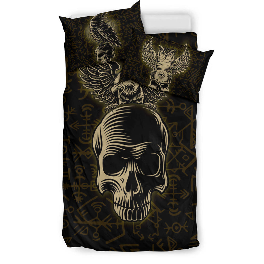 Viking Bedding Set Raven And Skull Style