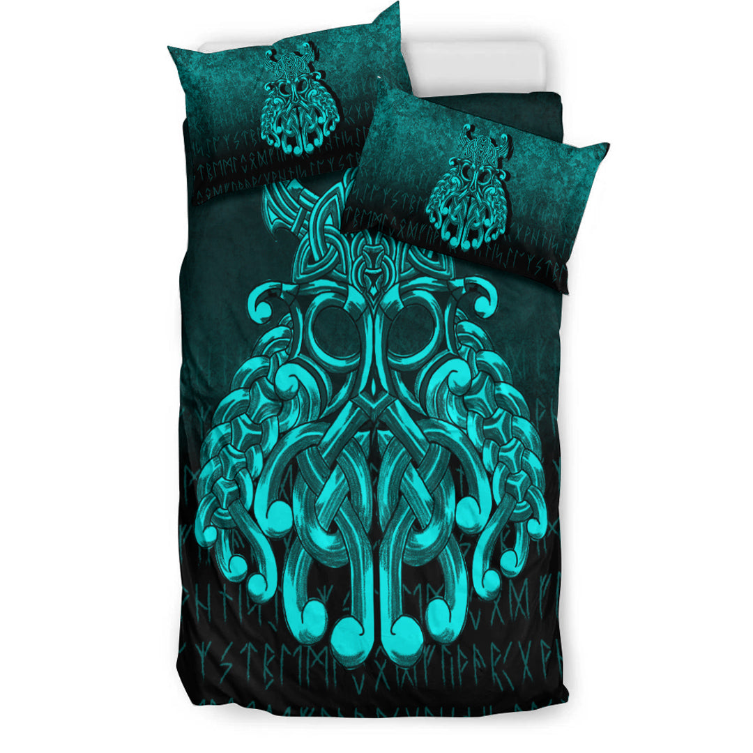 Viking Bedding Set Vikings Odin Valhalla Cyan Version