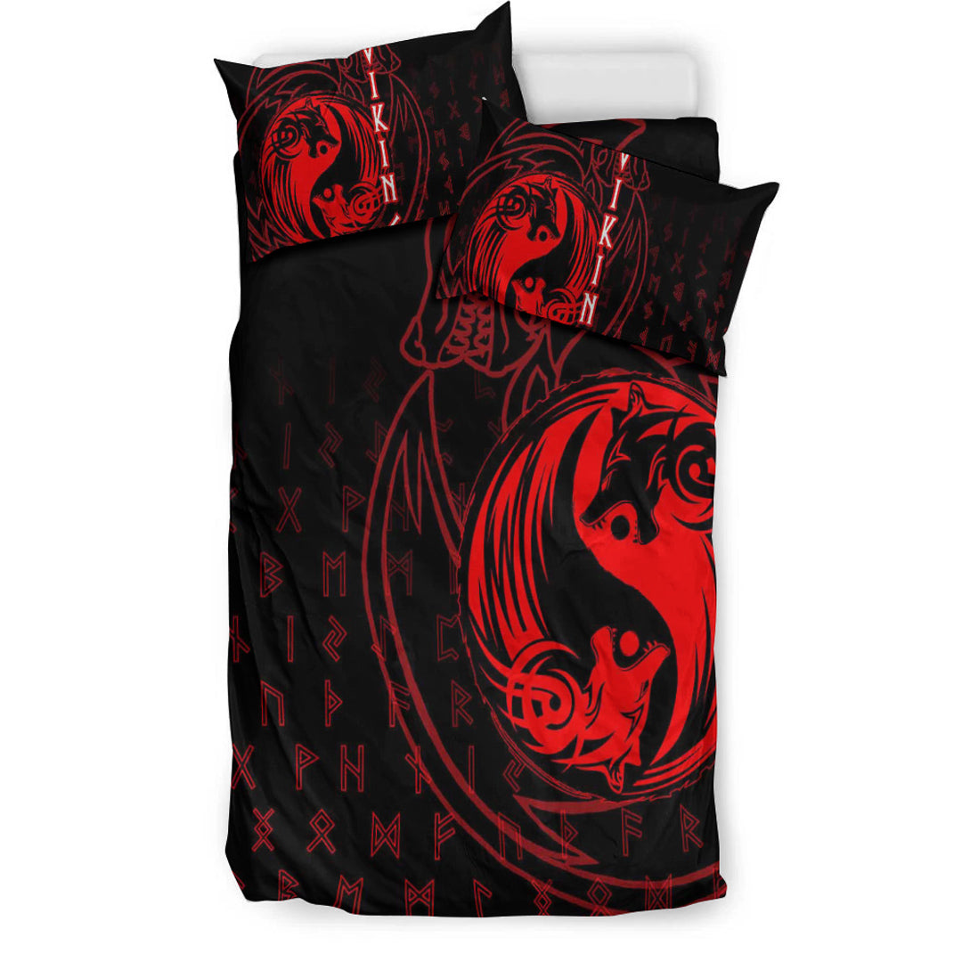 Viking Bedding Set Skoll and Hati Red