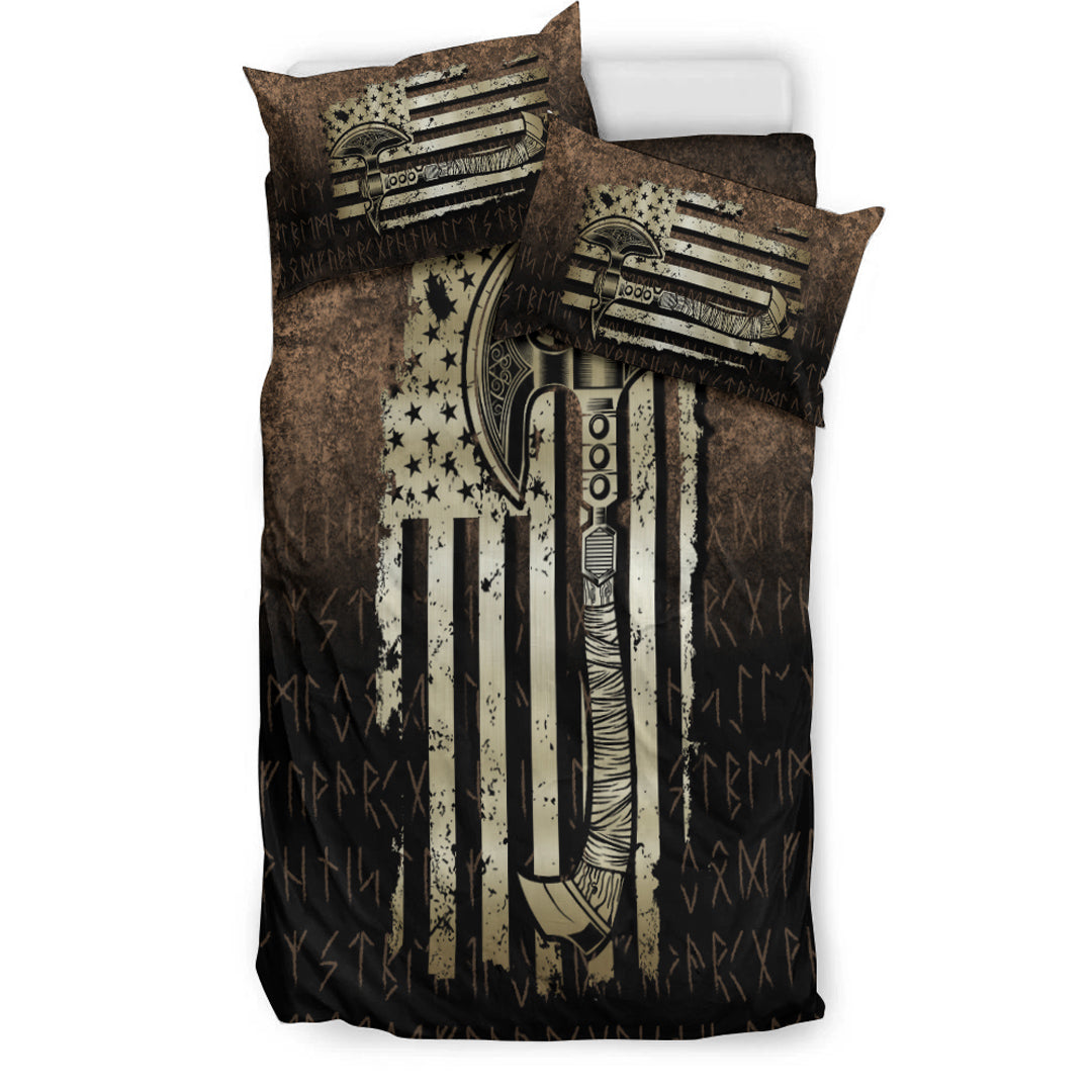 Viking Bedding Set USA Flag Viking Cool American Norsemen