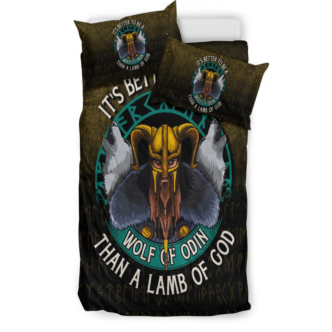 Viking Bedding Set Its Better To Be A Wolf Of Odin Than A Lamb Of God Ver02