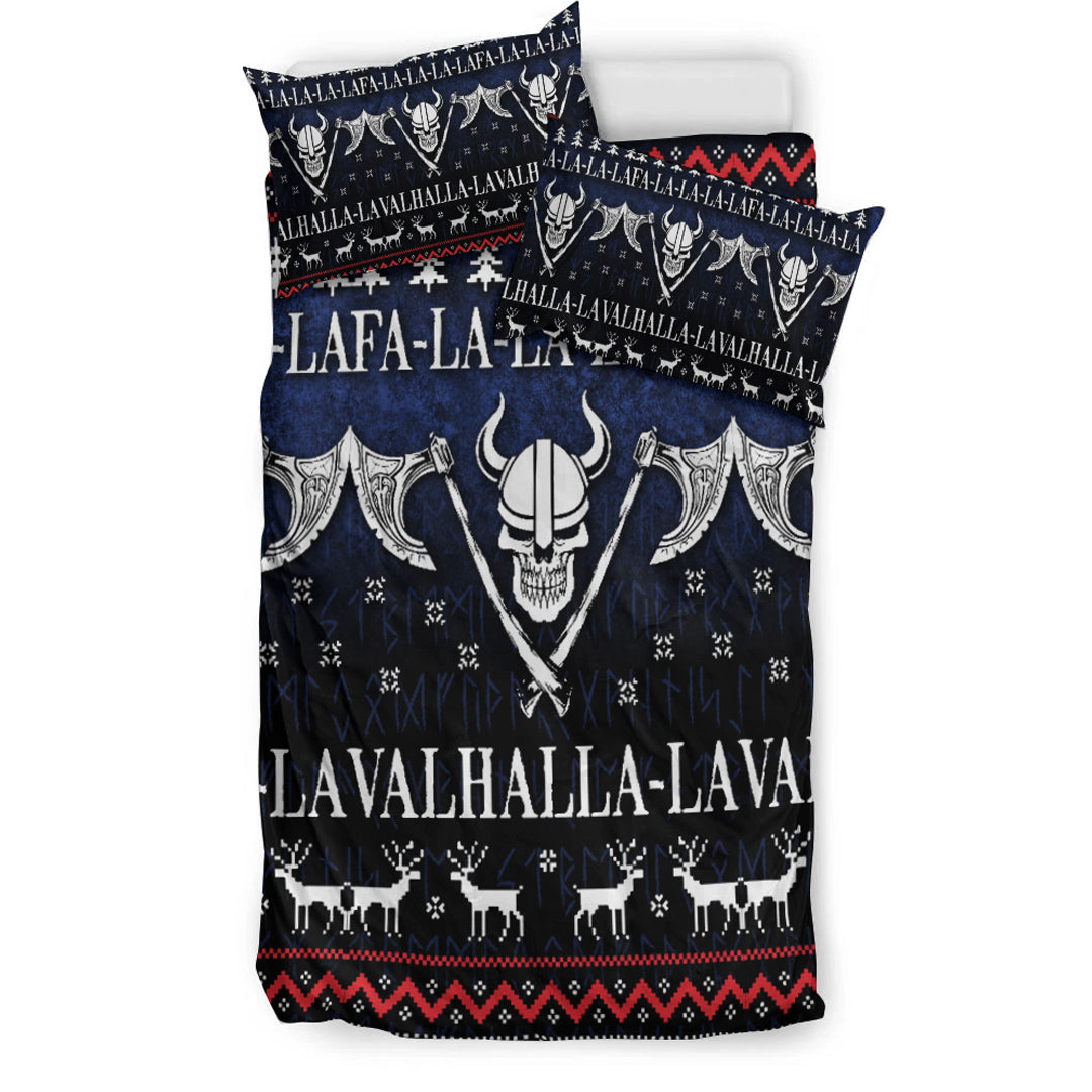 Viking Bedding Set Ugly Christmas Viking Fa La La La La Valhalla La