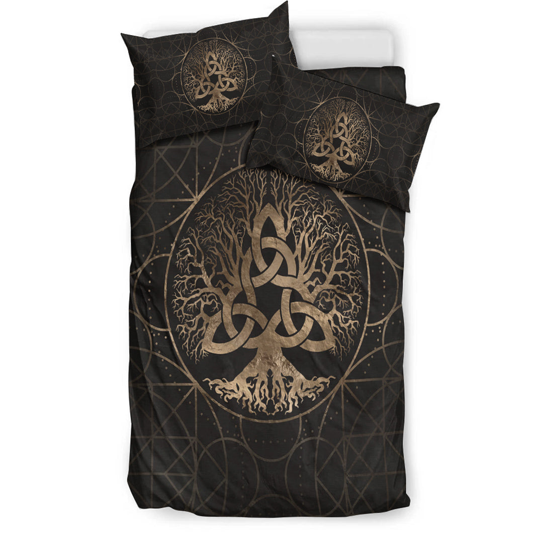 Viking Bedding Set Tree of Life Yggdrasil with Triquetra