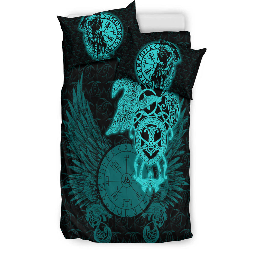 Viking Bedding Set Raven Ving Turquoise