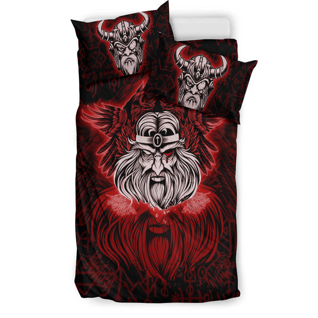 Viking Bedding Set Viking Odin Red