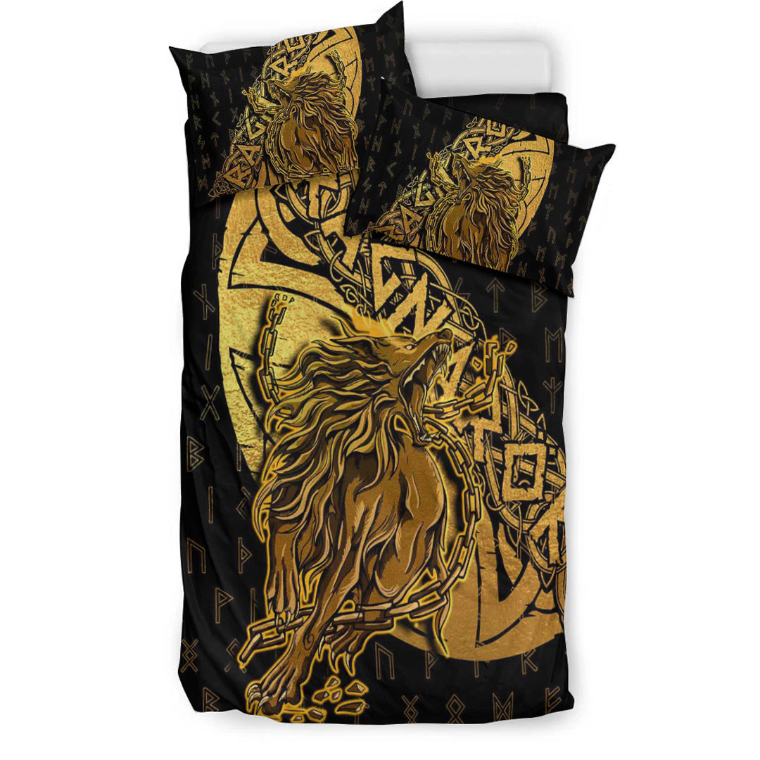 Viking Bedding Set Fenrir Ragnarok Gold