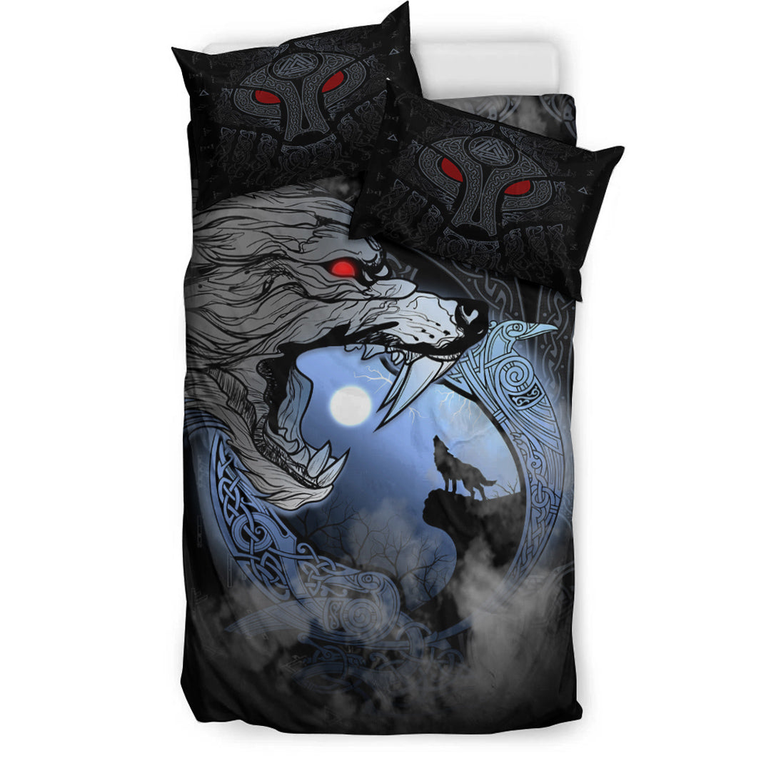 Viking Bedding Set Fenrir And Moon