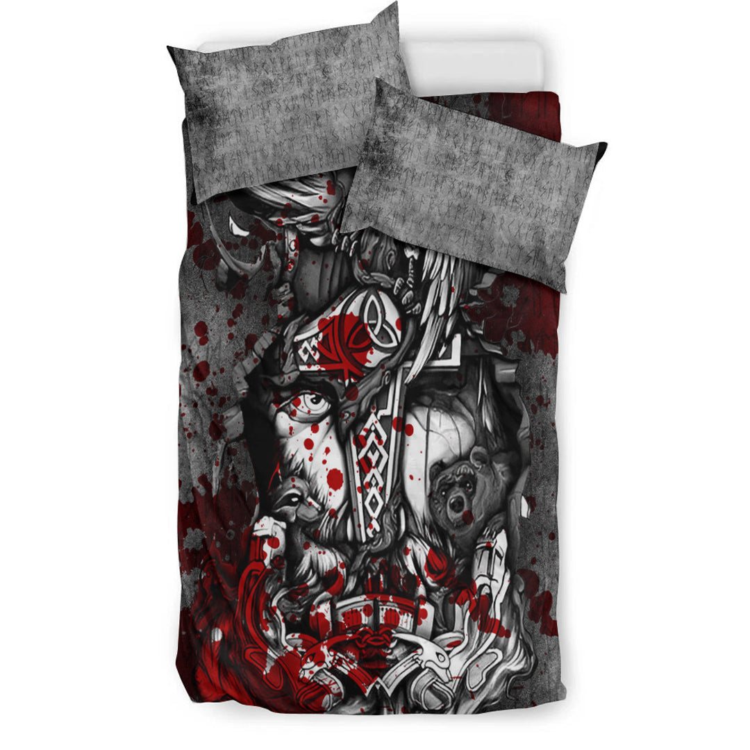 Viking Bedding Set Viking Odin Wolf Bear Raven Blood