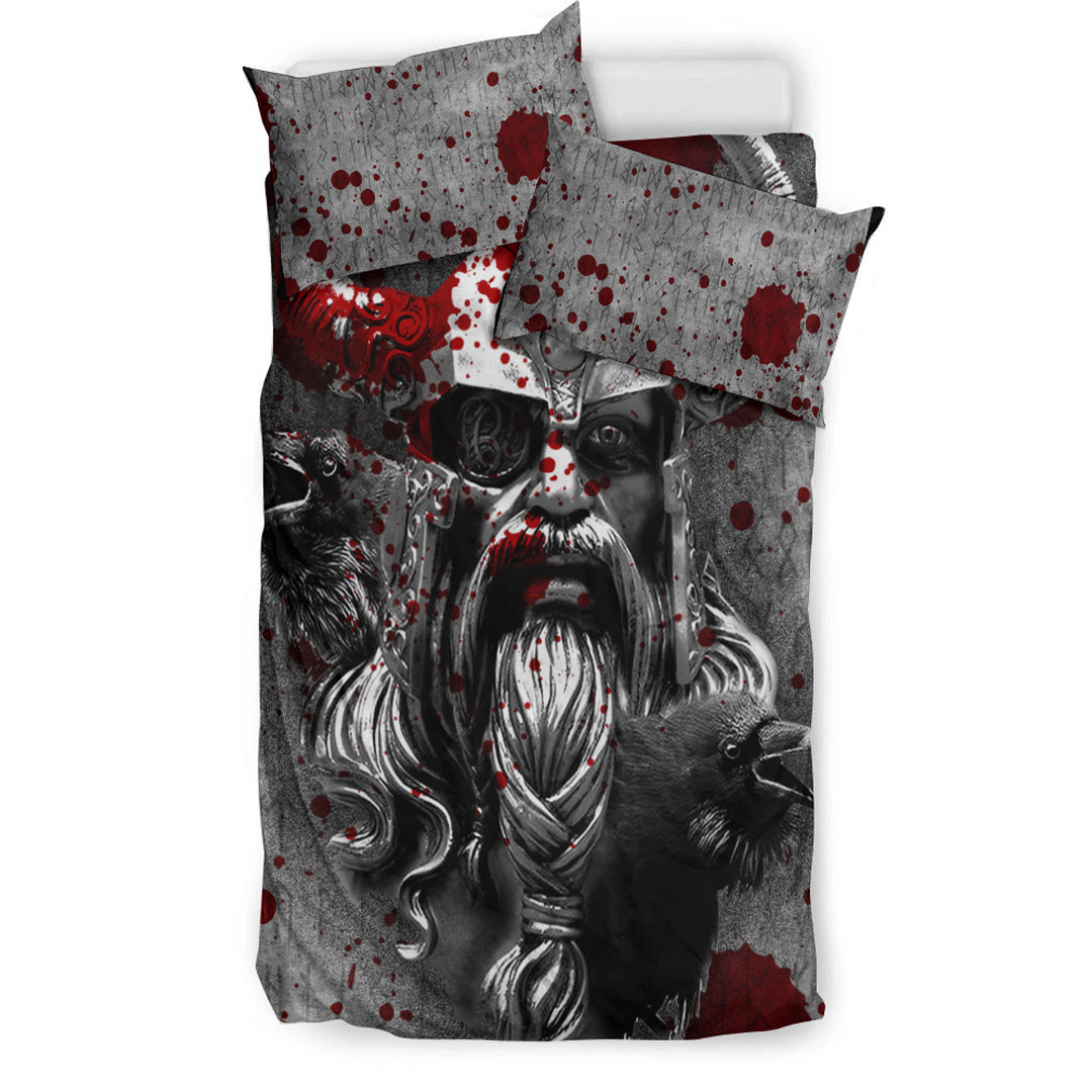 Viking Bedding Set Raven Viking Odin Blood