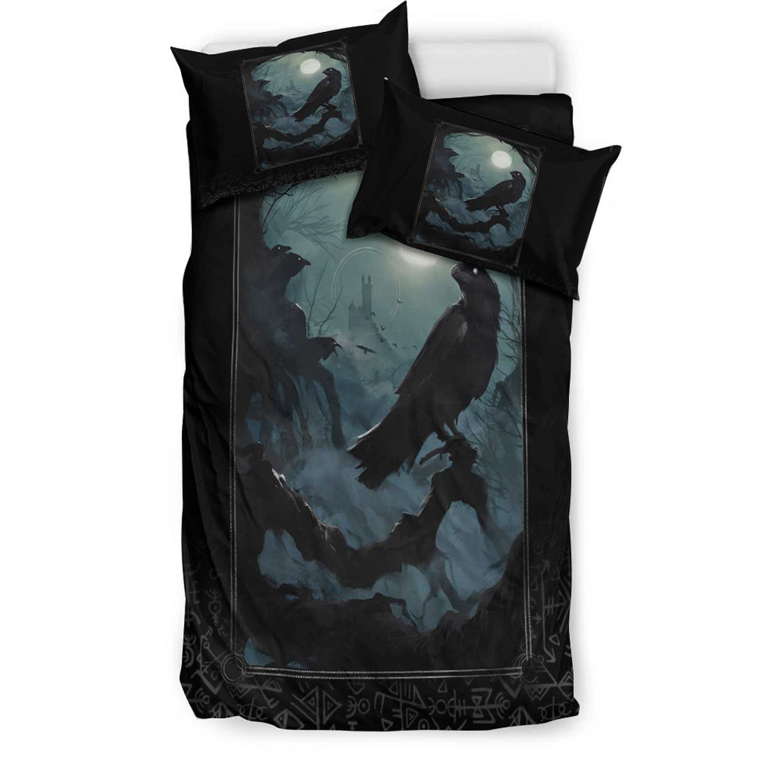 Viking Bedding Set Raven and Viking Gothic Style