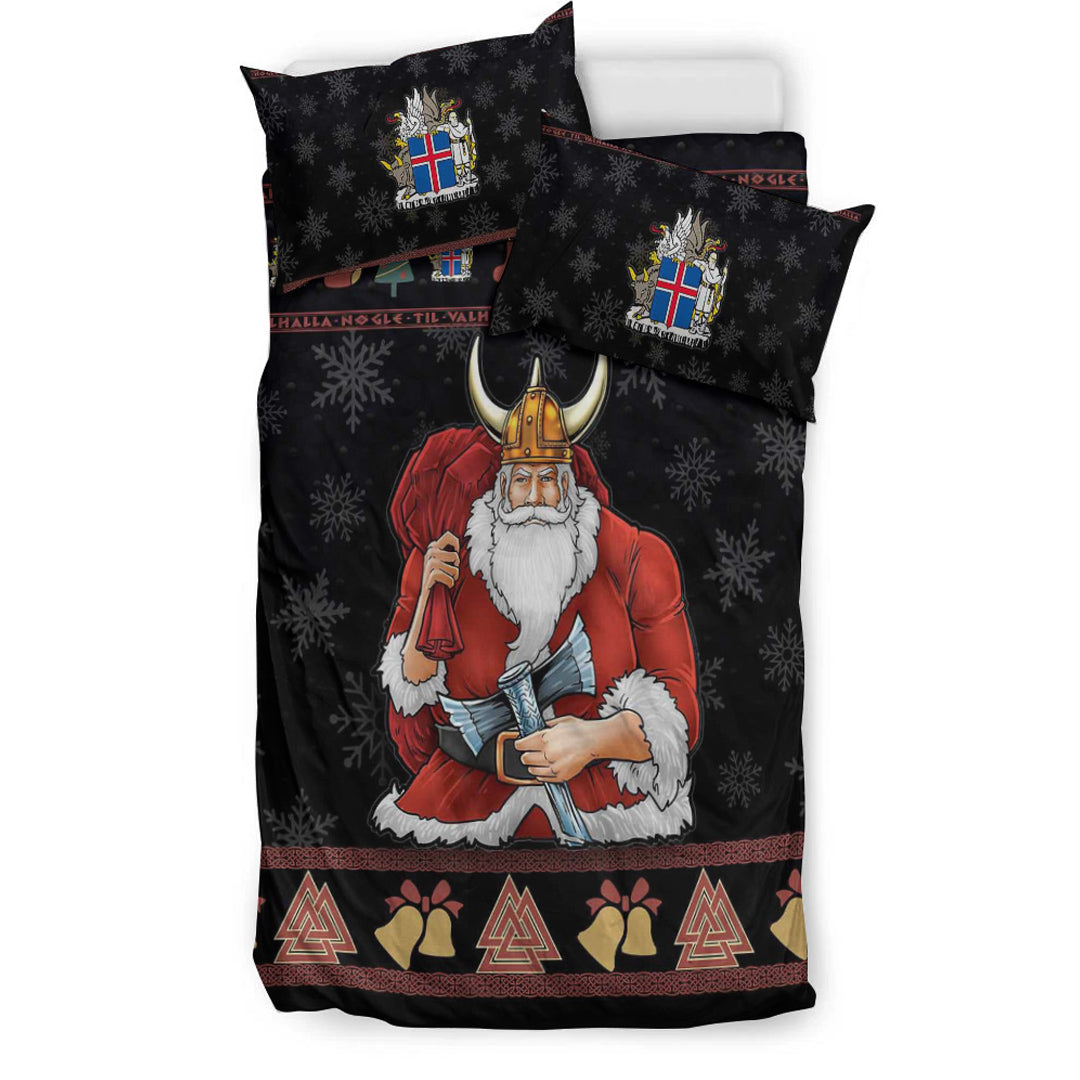 Viking Bedding Set Christmas Iceland Santa