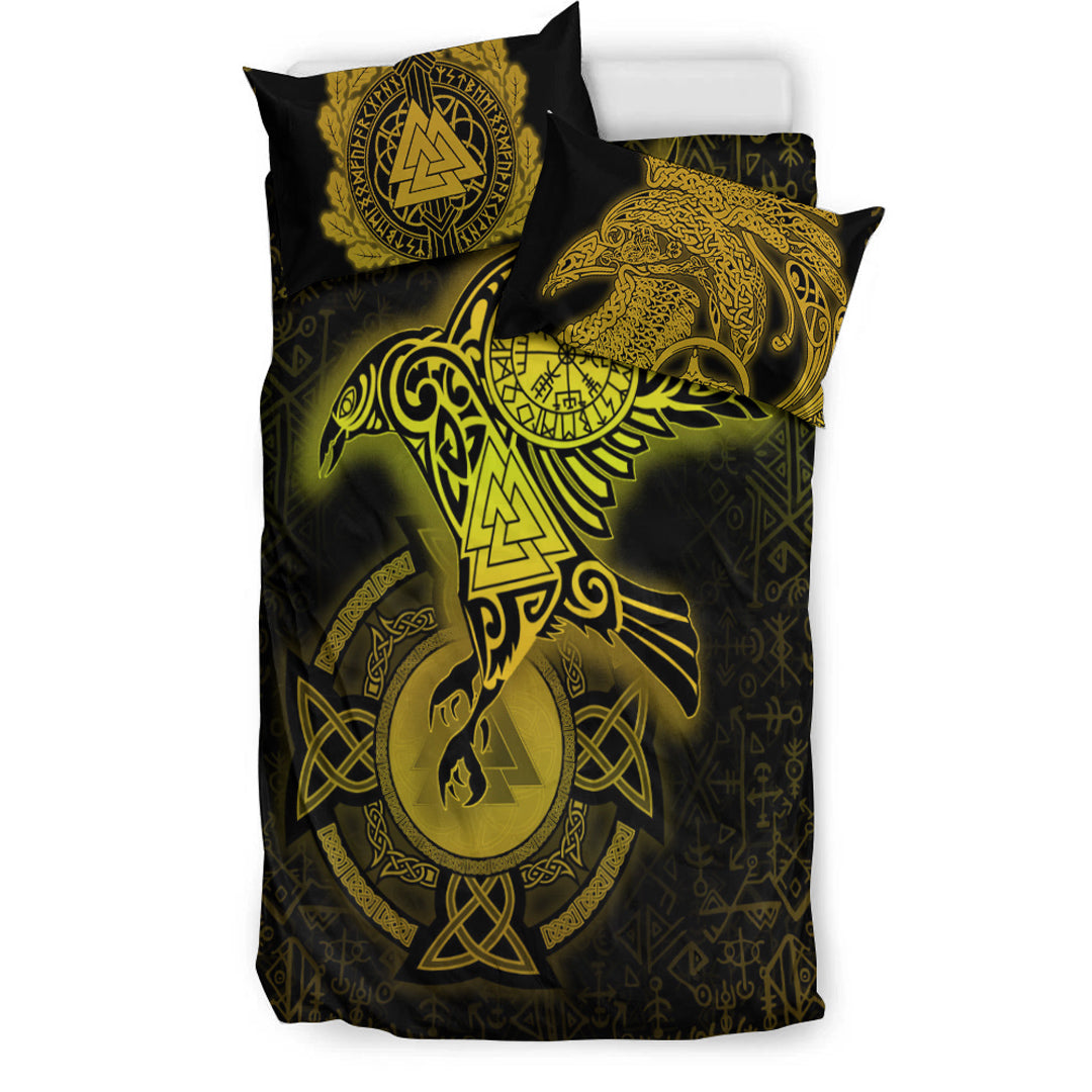 Viking Bedding Set Celtic Raven Special Yellow