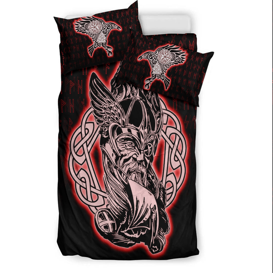 Viking Bedding Set Odin Raven Viking Set Red