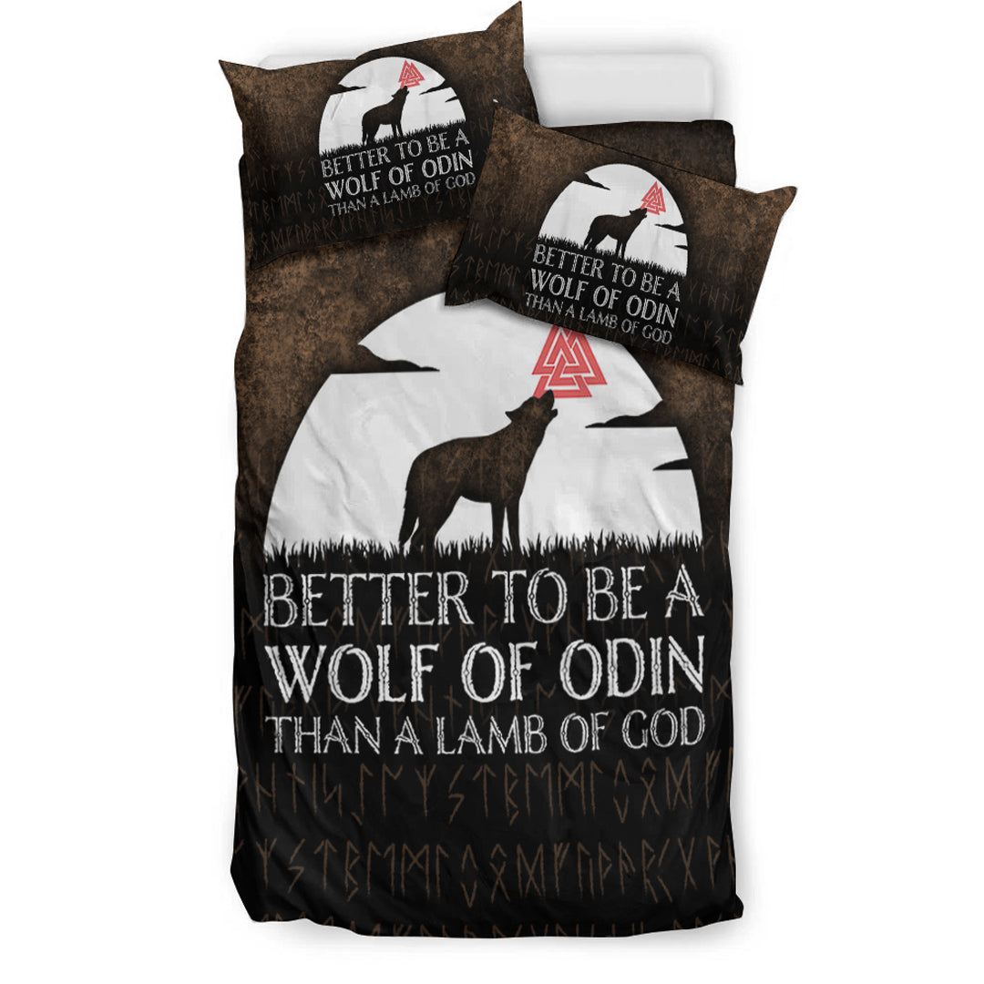 Viking Bedding Set Better To Be A Wolf Of Odin Than A Lamb Of God Ver02