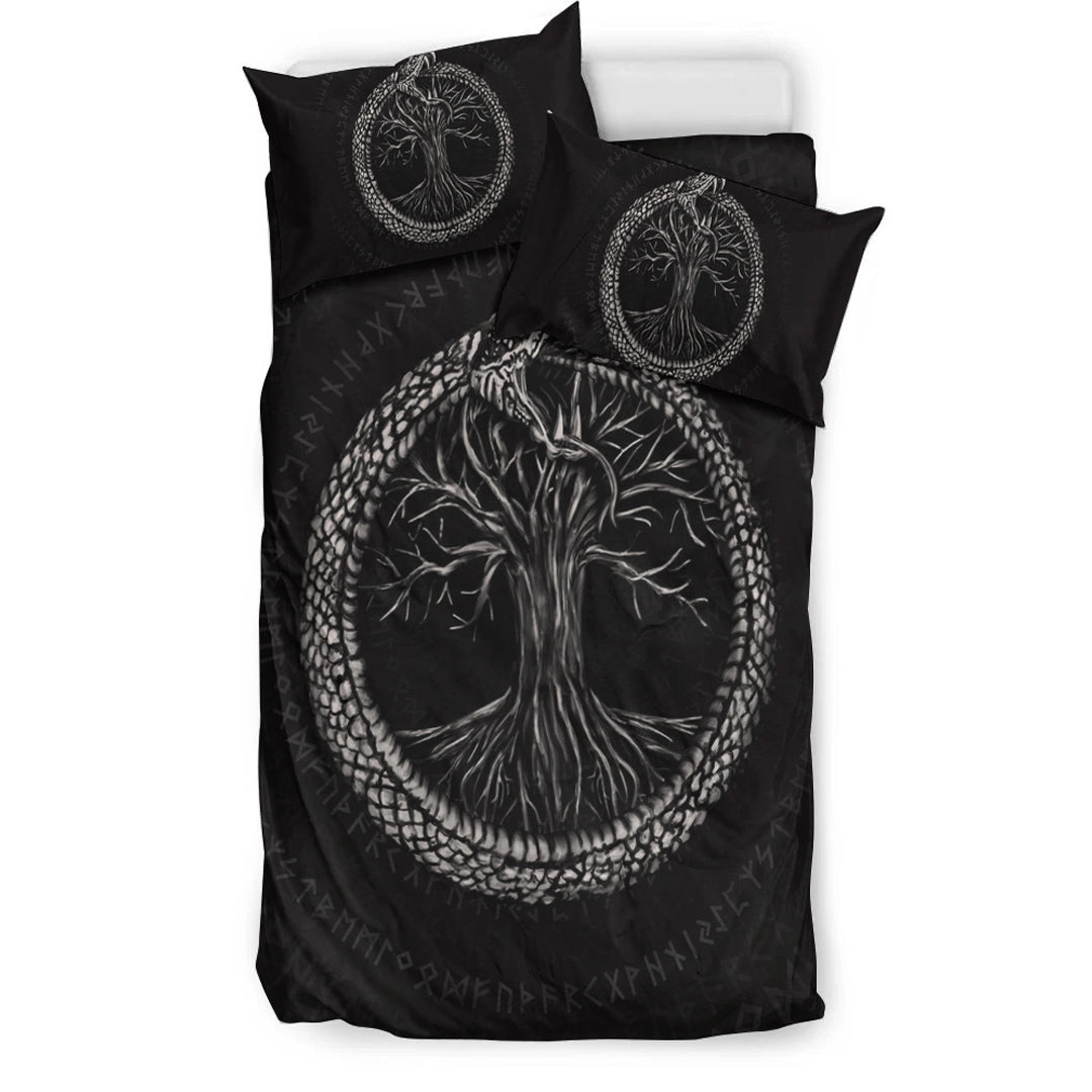 Viking Bedding Set Ouroboros with Tree of Life