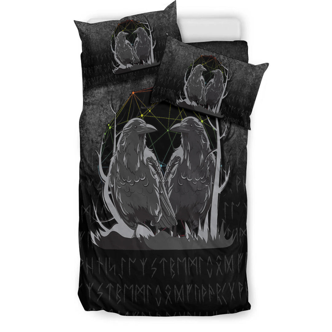 Viking Bedding Set Huginn And Muninn Norse Mythology Ravens Midgard Birds Crow