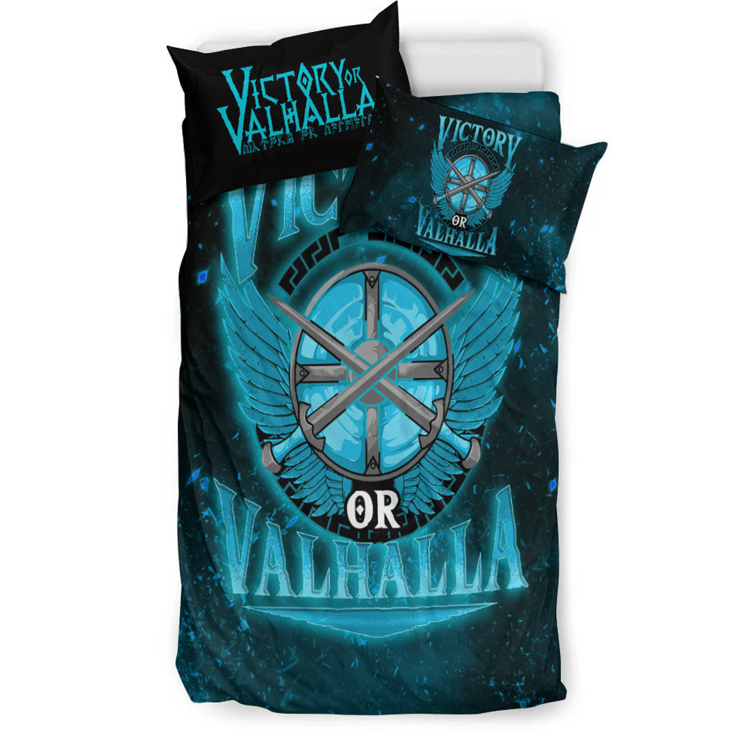 Viking Bedding Set Victory Or Valhalla Cyan Style