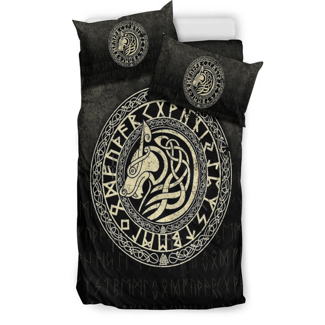 Viking Bedding Set Viking Wolf Gold Version