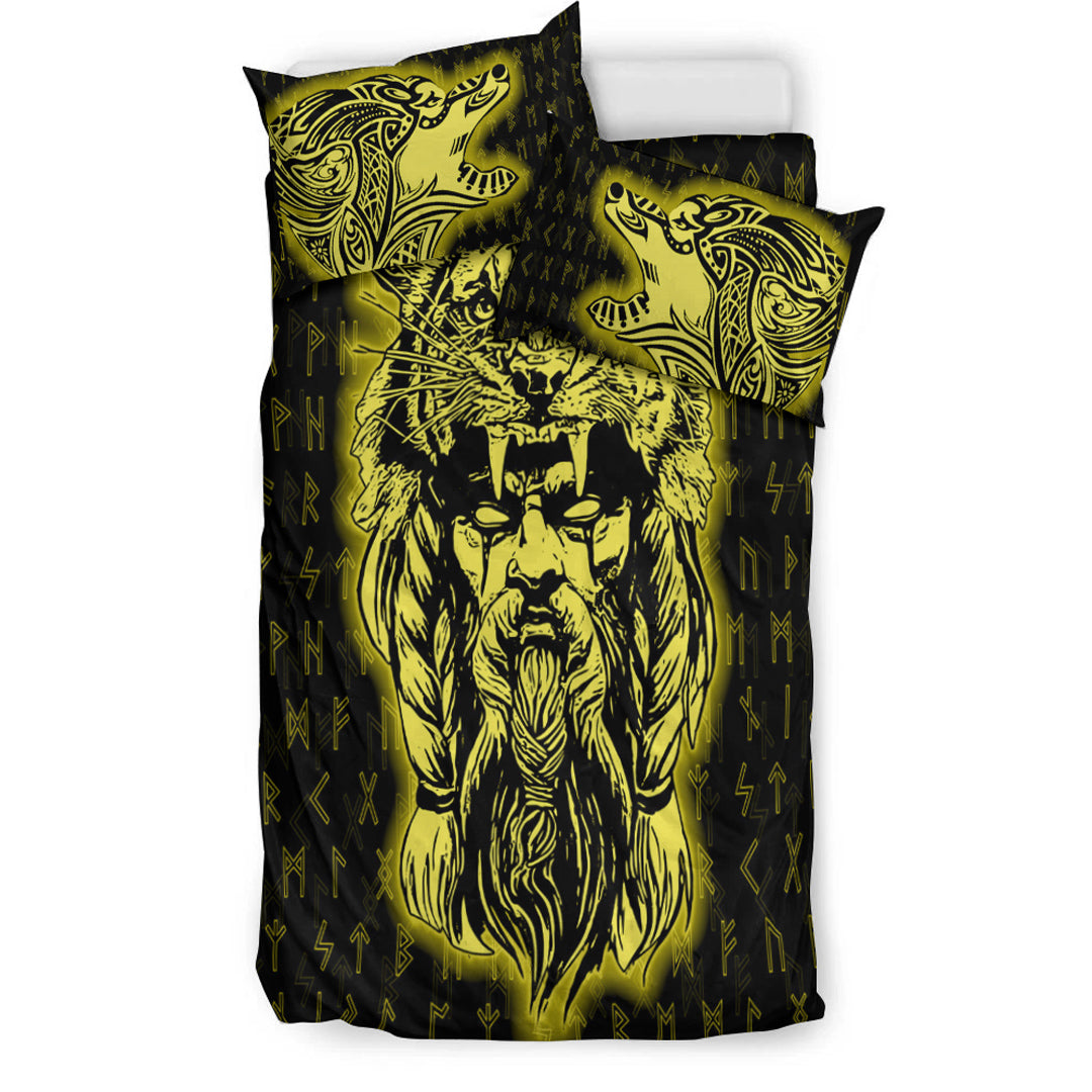 Viking Bedding Set Wolf Odin Viking Set Gold