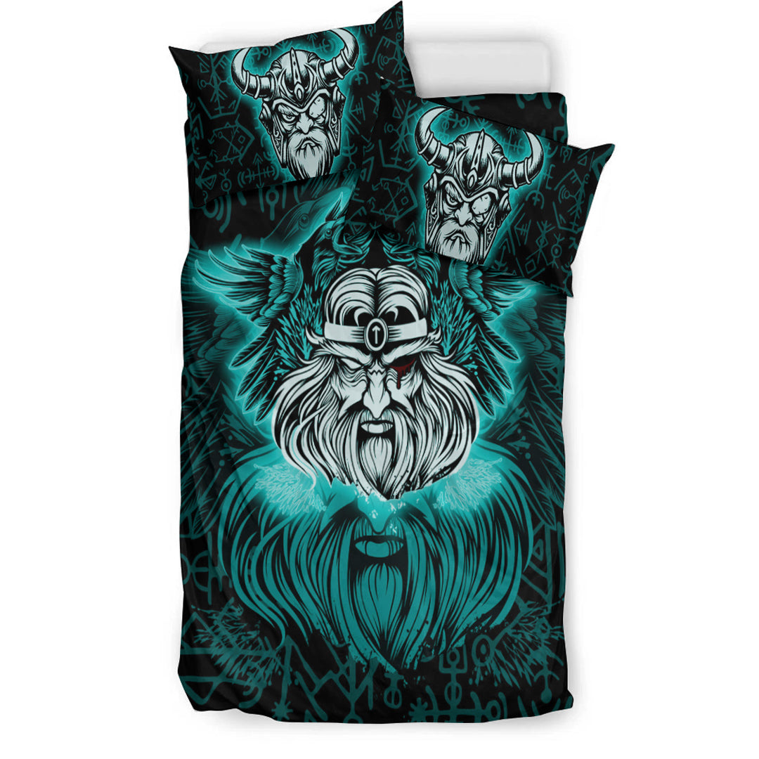 Viking Bedding Set Viking Odin Turquoise