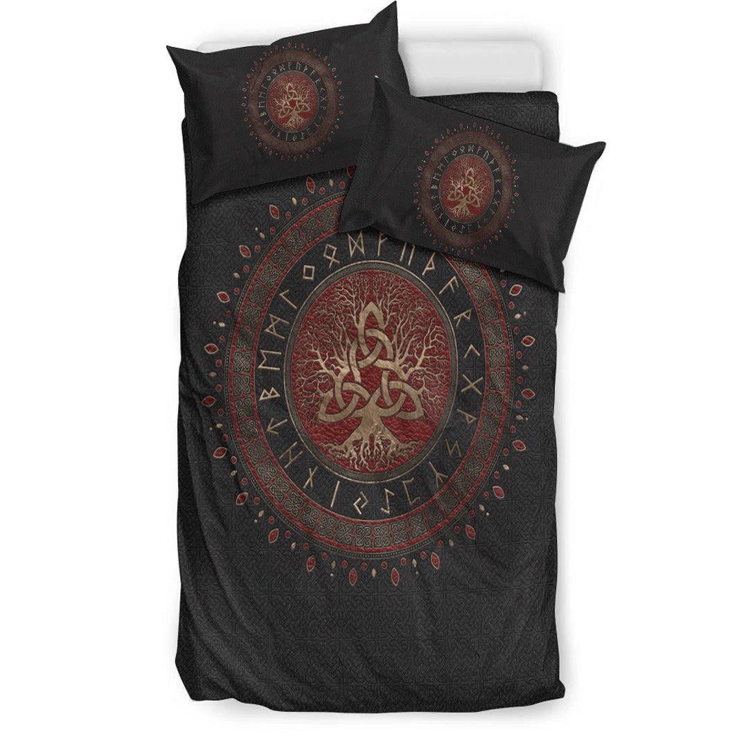 Viking Bedding Set Tree of Life with Triquetra