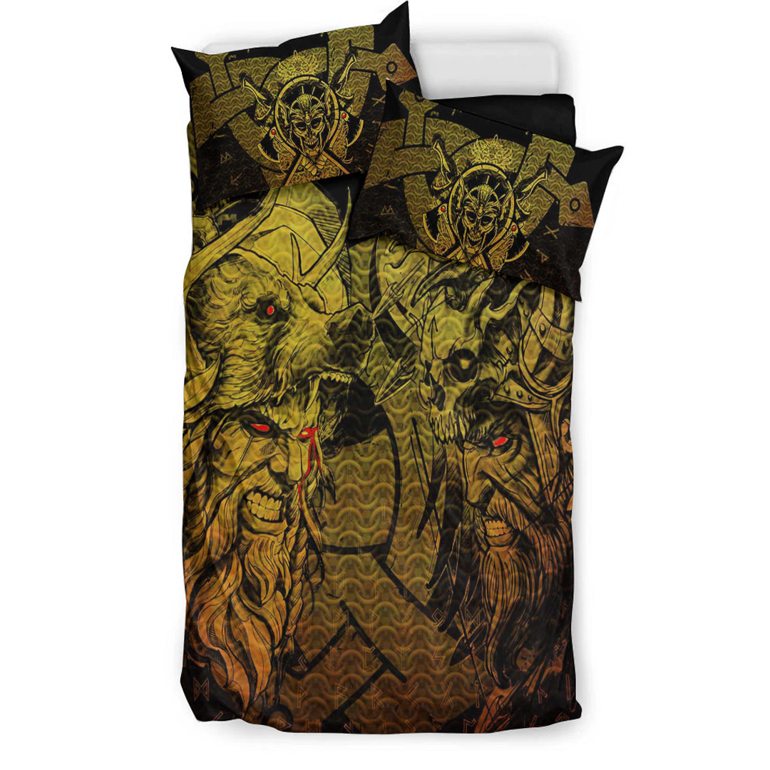 Viking Bedding Set Norse Warrior Berserker Gold